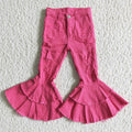 Hot pink denim bell bottom jeans  D14-14