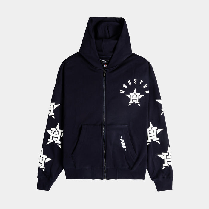 Houston Astros All Pro Fleece Zip Up Mens Hoodie (Navy/White)