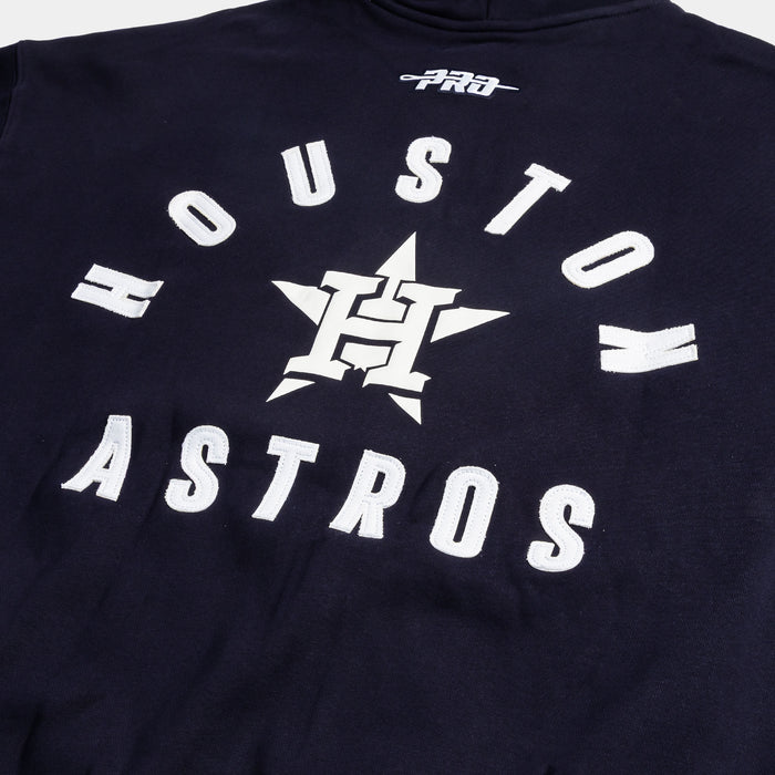 Houston Astros All Pro Fleece Zip Up Mens Hoodie (Navy/White)
