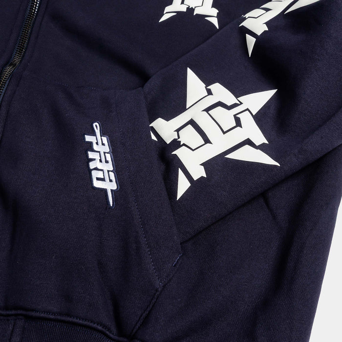 Houston Astros All Pro Fleece Zip Up Mens Hoodie (Navy/White)