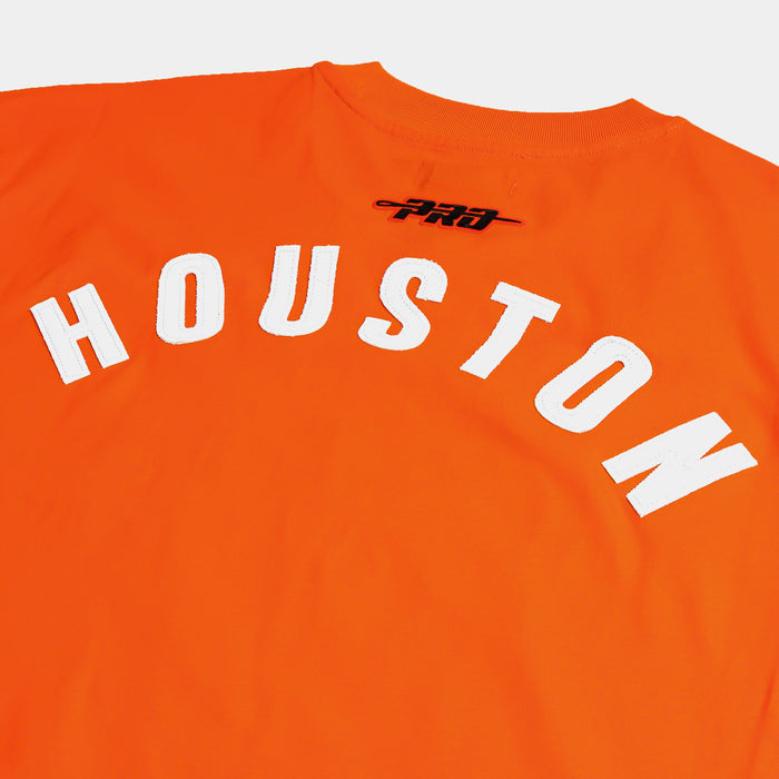 Houston Astros All Pro Wordmark Drop Shoulder Mens Short Sleeve Shirt (Orange/White)