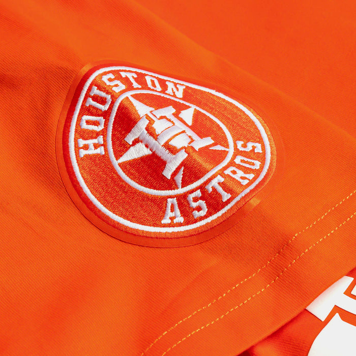Houston Astros All Pro Wordmark Drop Shoulder Mens Short Sleeve Shirt (Orange/White)
