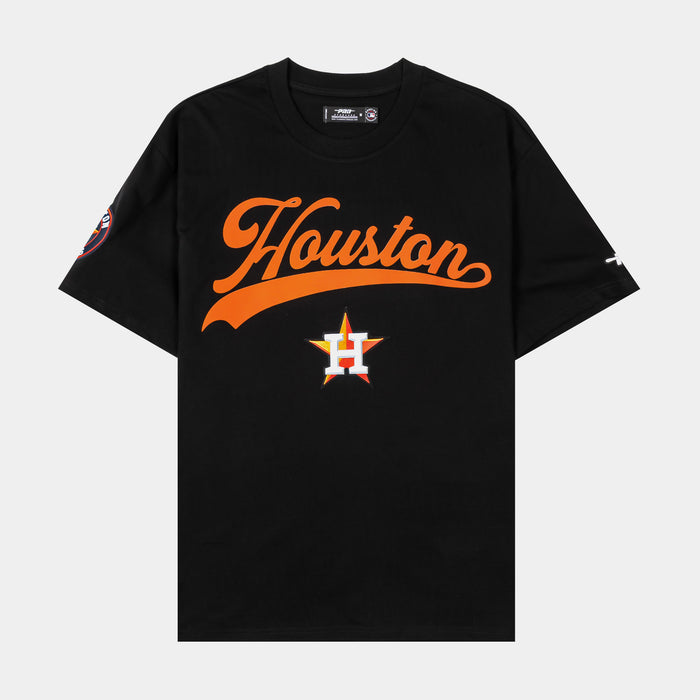 Houston Astros Living Large Drop Shoulder Mens Short Sleeve Shirt (Black/Orange)