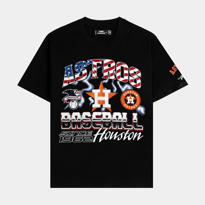 Houston Astros Victory Drop Shoulder Mens Shorts Sleeve Shirt (Black/Red)