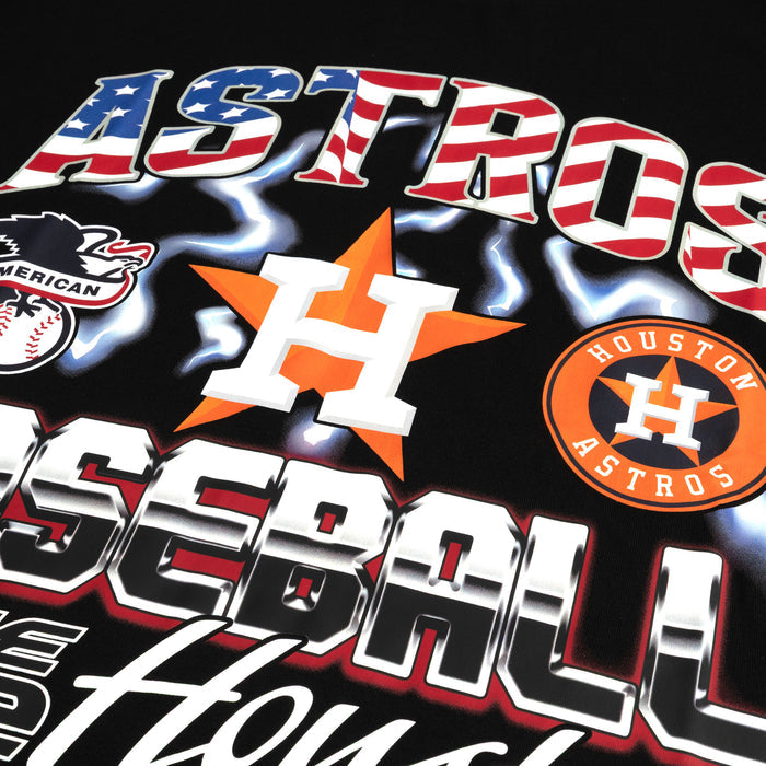 Houston Astros Victory Drop Shoulder Mens Shorts Sleeve Shirt (Black/Red)