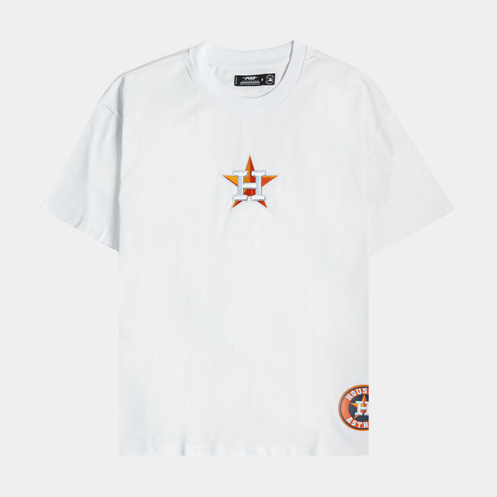 Houston Astros Wingspan Drop Shoulder Mens Short Sleeve Shirt (White/Orange)