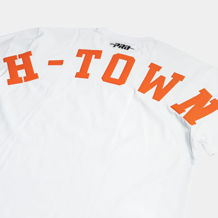 Houston Astros Wingspan Drop Shoulder Mens Short Sleeve Shirt (White/Orange)