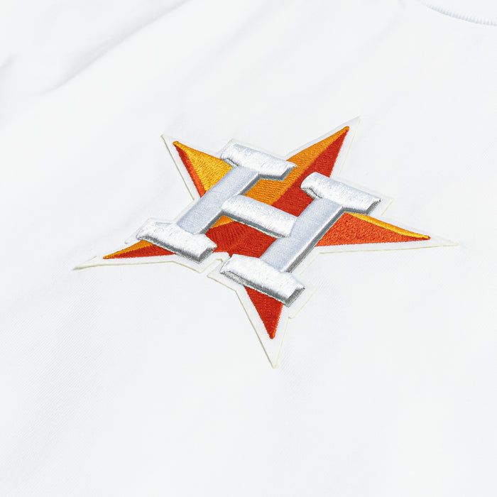 Houston Astros Wingspan Drop Shoulder Mens Short Sleeve Shirt (White/Orange)