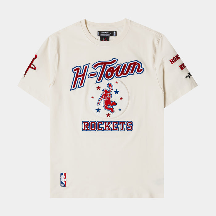 Houston Rockets City Edition Mens Short Sleeve Shirt (Beige/Orange)