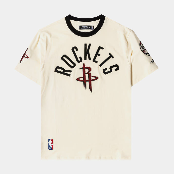 Houston Rockets Original Ringer Mens Short Sleeve Shirt (Beige/Black)