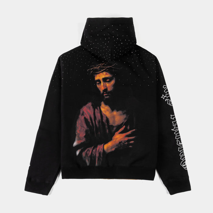Jesus Letters Zip Up Mens Hoodie (Black/White)