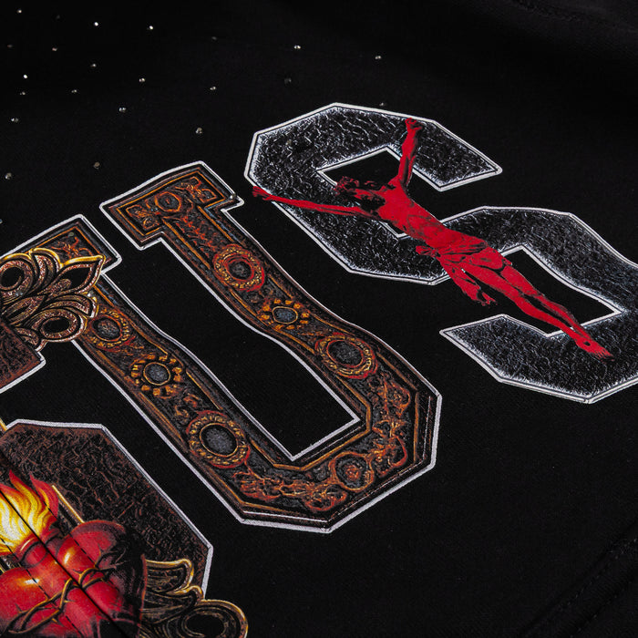 Jesus Letters Zip Up Mens Hoodie (Black/White)