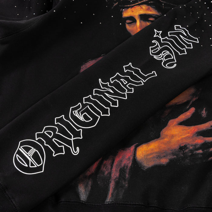 Jesus Letters Zip Up Mens Hoodie (Black/White)