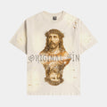 Jesus Studded Mens Short Sleeve Shirt (Beige/Beige)