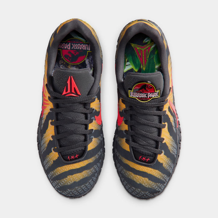 Jurassic Park x Ja 3 Raptor Grade School Basketball Shoes (Anthracite/Bright Crimson/Yellow Ochre)