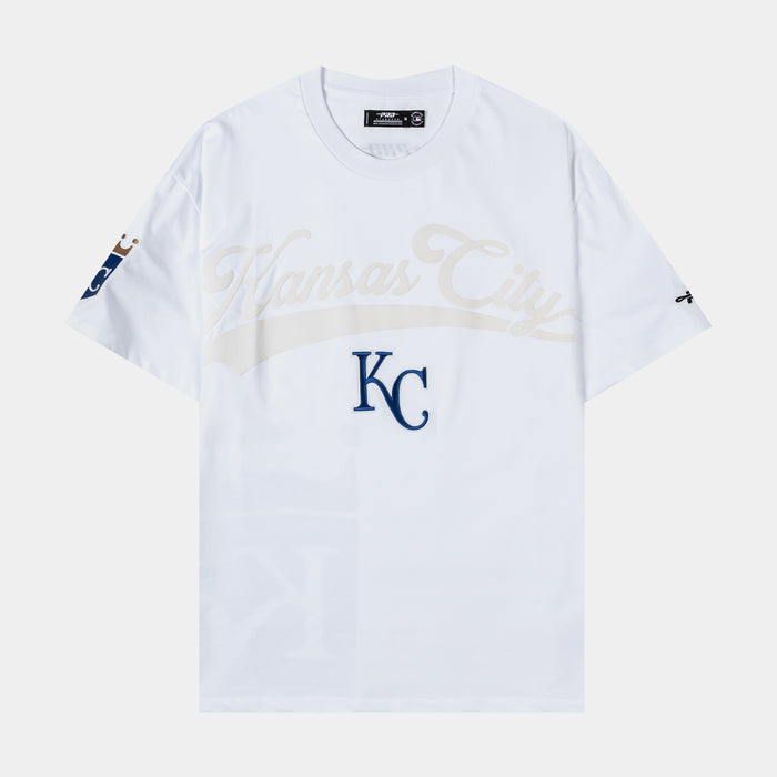 Kansas City Royals Living Large Drop Shoulder Mens Short Sleeve Shirt (White/Blue)