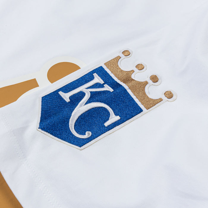 Kansas City Royals Living Large Drop Shoulder Mens Short Sleeve Shirt (White/Blue)