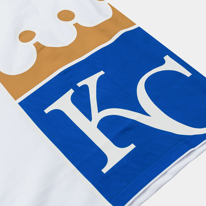 Kansas City Royals Living Large Drop Shoulder Mens Short Sleeve Shirt (White/Blue)