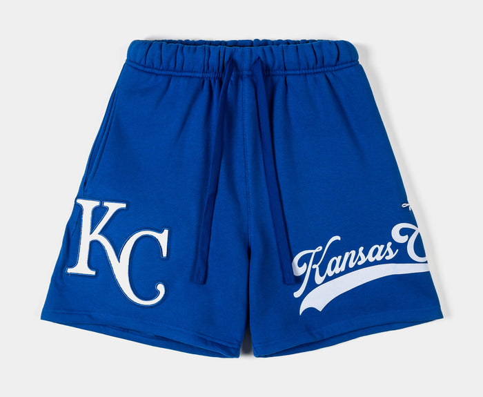 Kansas City Royals Living Large Fleece Mens Shorts (Blue/White)