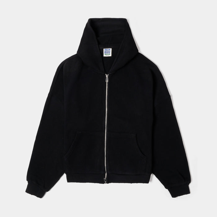 Knit Fleece Zip Up Mens Hoodie (Black)