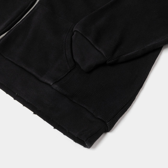 Knit Fleece Zip Up Mens Hoodie (Black)