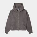 Knit Fleece Zip Up Mens Hoodie (Washed Grey)