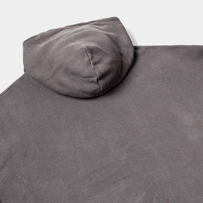 Knit Fleece Zip Up Mens Hoodie (Washed Grey)