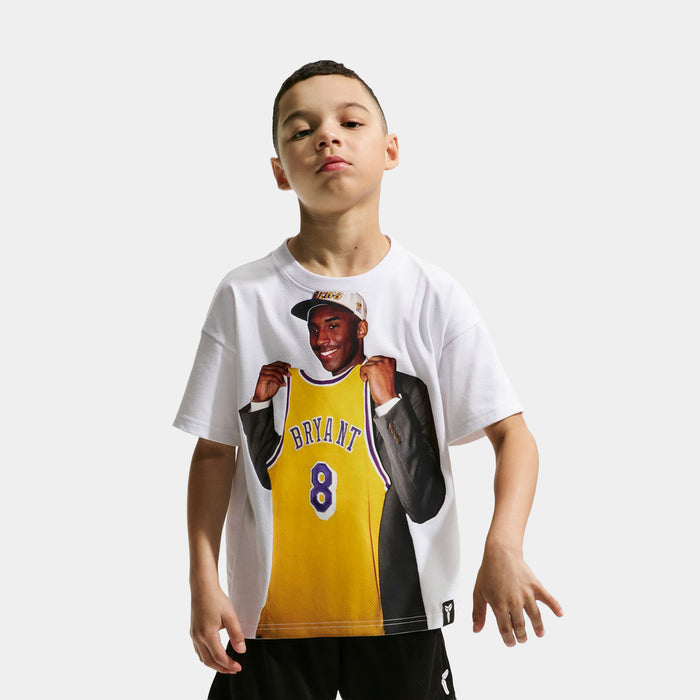 Kobe Bryant Draft Pack Grade School Short Sleeve Shirt (White)
