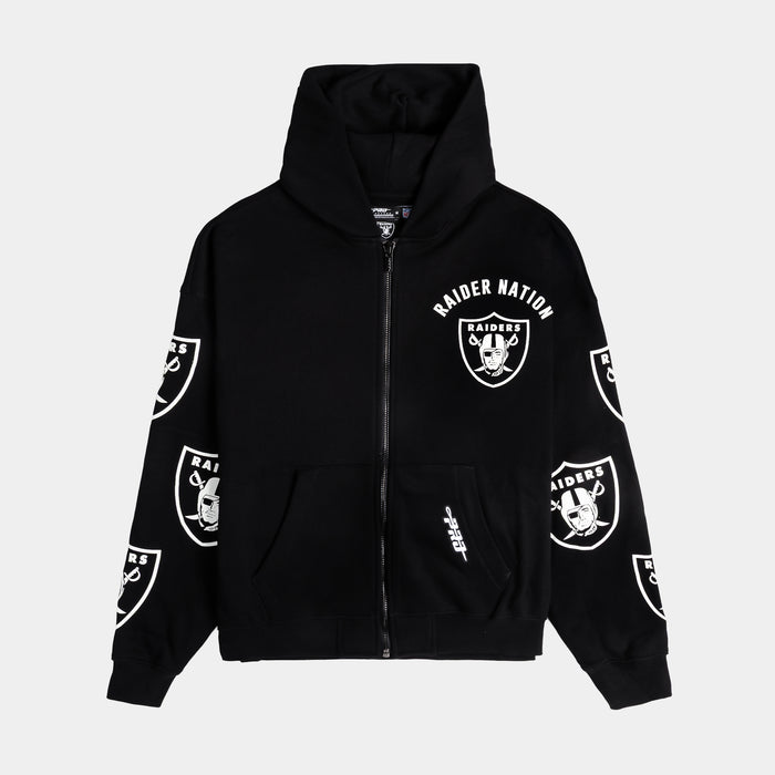 Las Vegas Raiders All Pro Fleece Zip Up Mens Hoodie (Black/White)