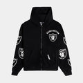 Las Vegas Raiders All Pro Fleece Zip Up Mens Hoodie (Black/White)