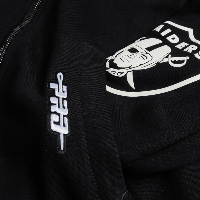Las Vegas Raiders All Pro Fleece Zip Up Mens Hoodie (Black/White)