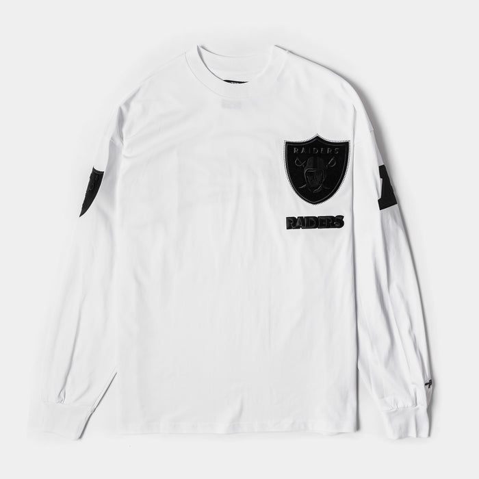 Las Vegas Raiders Blackout Mens Long Sleeve Shirt (White/Black)