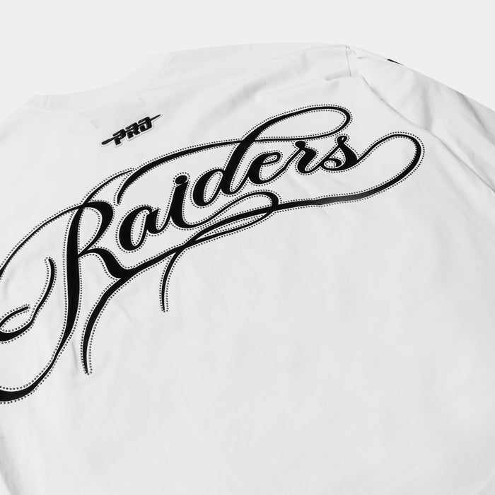 Las Vegas Raiders Blackout Mens Long Sleeve Shirt (White/Black)