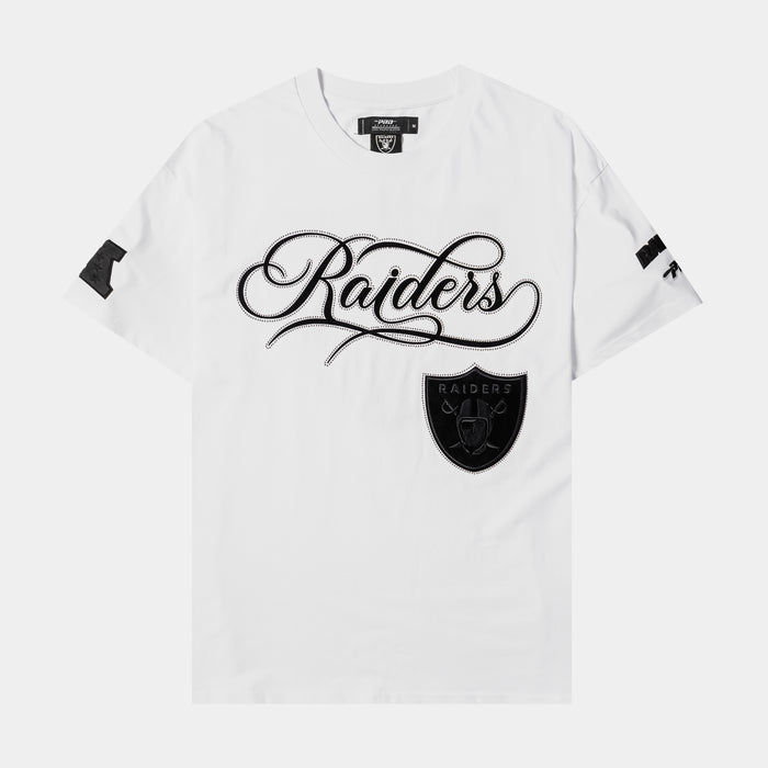 Las Vegas Raiders Blackout Mens Short Sleeve Shirt (White/Black)