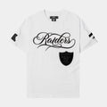 Las Vegas Raiders Blackout Mens Short Sleeve Shirt (White/Black)