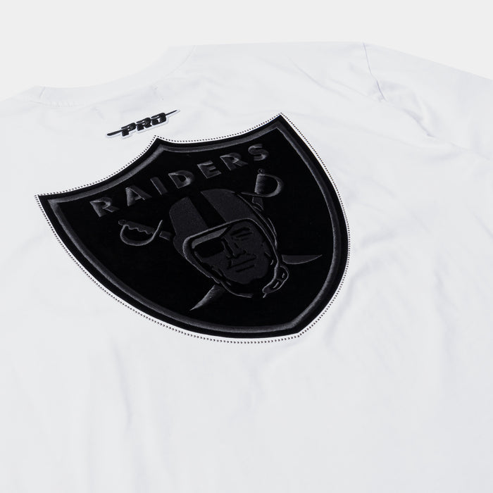 Las Vegas Raiders Blackout Mens Short Sleeve Shirt (White/Black)