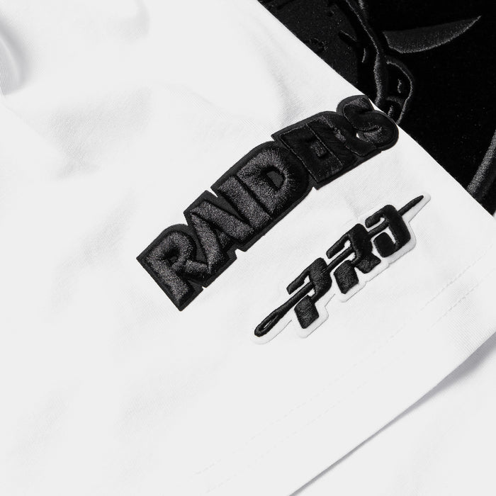 Las Vegas Raiders Blackout Mens Short Sleeve Shirt (White/Black)