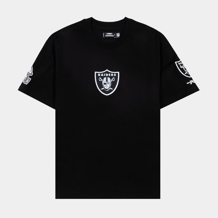 Las Vegas Raiders Wave Drop Shoulder Mens Short Sleeve Shirt (Black/Silver)