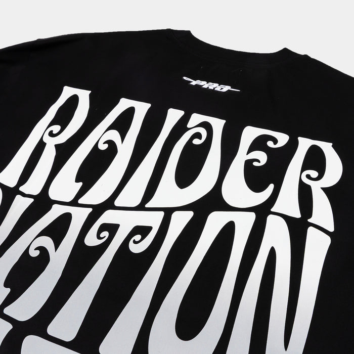 Las Vegas Raiders Wave Drop Shoulder Mens Short Sleeve Shirt (Black/Silver)