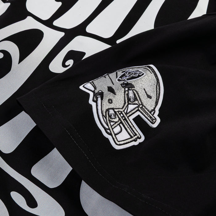 Las Vegas Raiders Wave Drop Shoulder Mens Short Sleeve Shirt (Black/Silver)