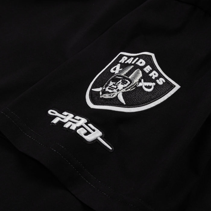 Las Vegas Raiders Wave Drop Shoulder Mens Short Sleeve Shirt (Black/Silver)