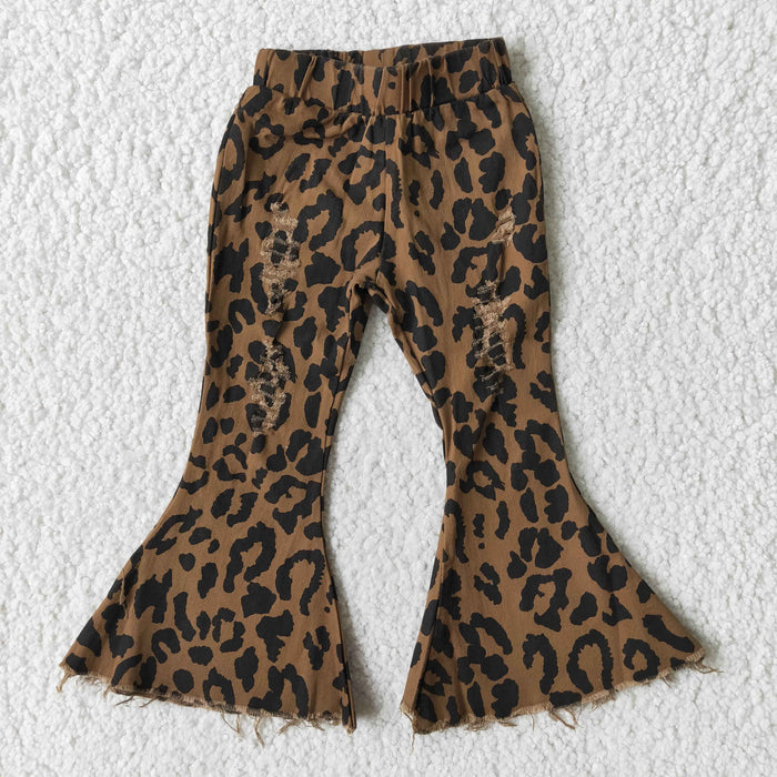 leopard bell bottom jeans      B3-28