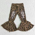leopard bell bottom jeans         C4-7