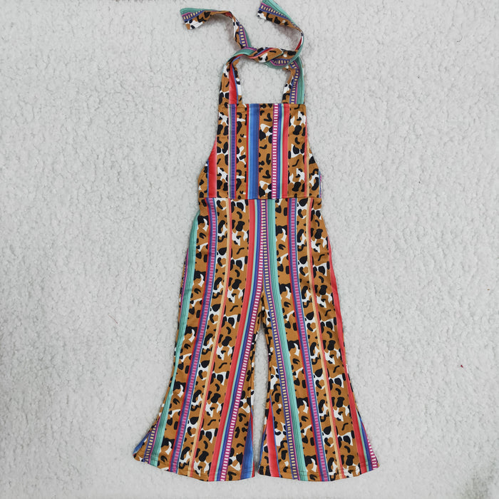 Leopard Colorful Stripes Baby Girls Halter Summer Jumpsuit  B6-24
