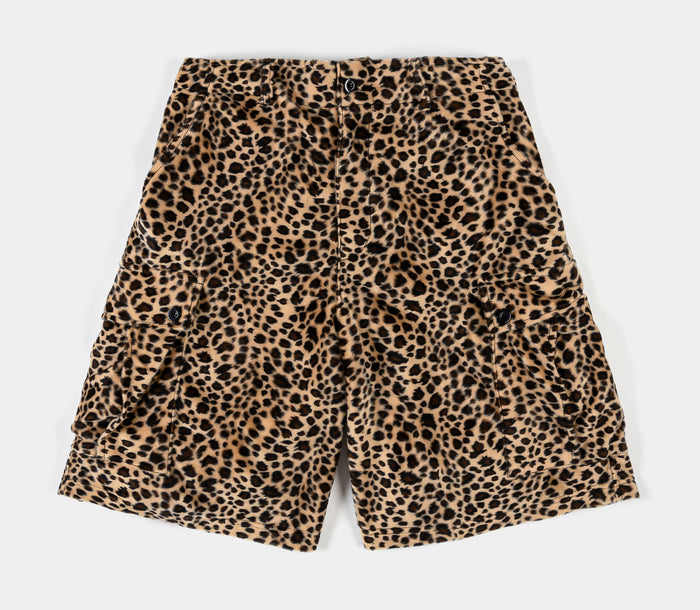 Leopard Sherpa Jorts Mens Shorts (Brown/Beige)