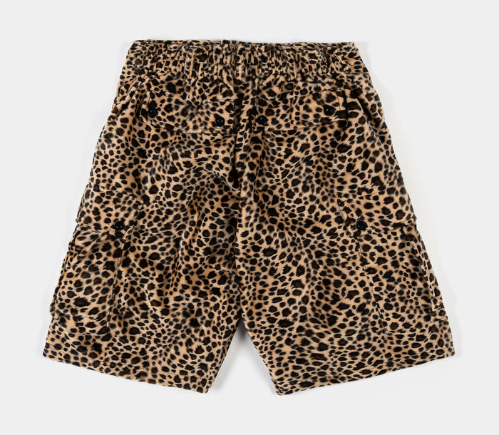 Leopard Sherpa Jorts Mens Shorts (Brown/Beige)