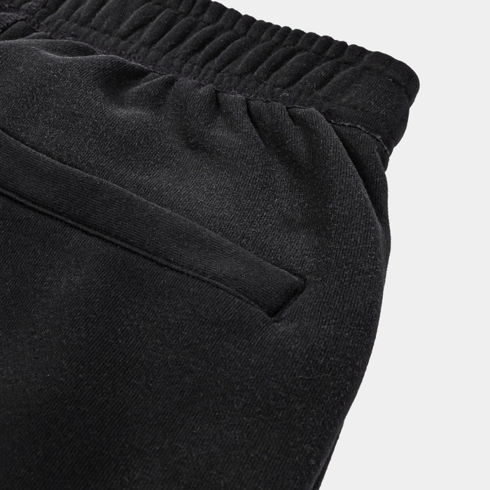 Logo Long Fleece Washed Mens Shorts (Black/Black)