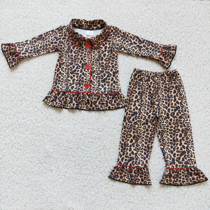 Long sleeve leopard pajamas   	 6 B4-23