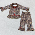 Long sleeve leopard pajamas   	 6 B4-23