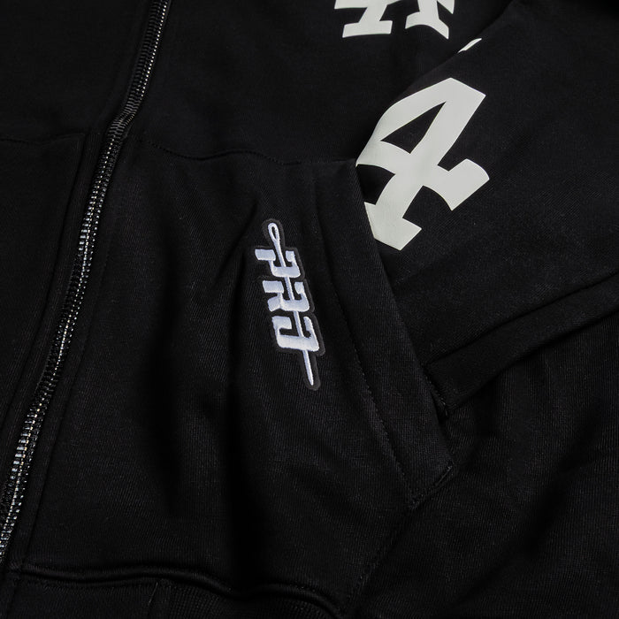 Los Angeles Dodgers All Pro Drop Shoulder Zip Up Mens Hoodie (Black/White)